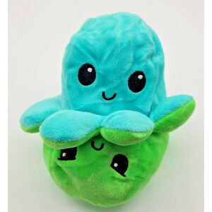 Tee Turtle 4” Green and Teal Blue Reversible Octopus Stuffed Animal Plush